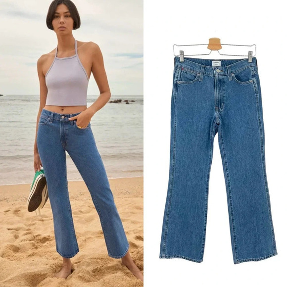 Aritzia Sunday Best Zinger Jeans Mid Rise Flare 90s Medium Wash Blue Size‎ 25 - Picture 1 of 9